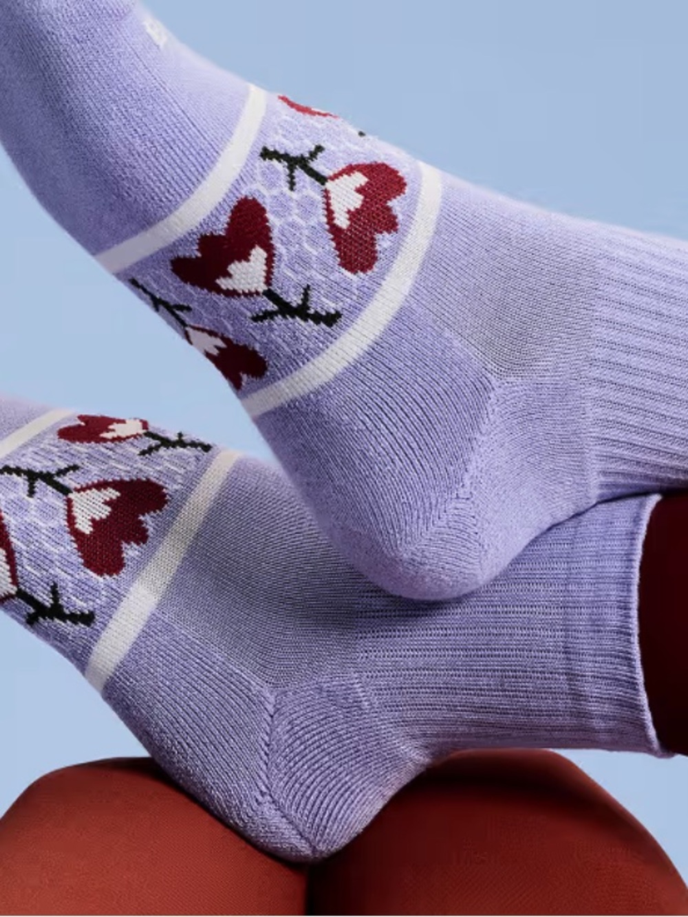 New Bombas Women's Garden Party Quarter Socks Purple Red floral size large